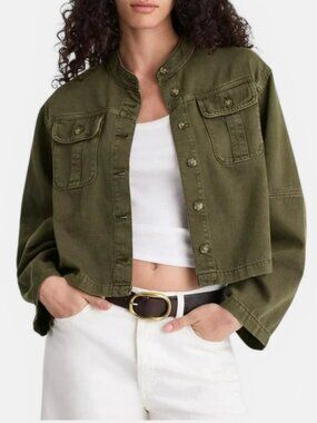 Madewell Garment-Dyed Cocoon-Sleeve Lady Jacket | Faded Ivy Green | Size S